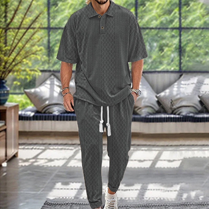 Men’s Casual Solid Color 2-Piece Set