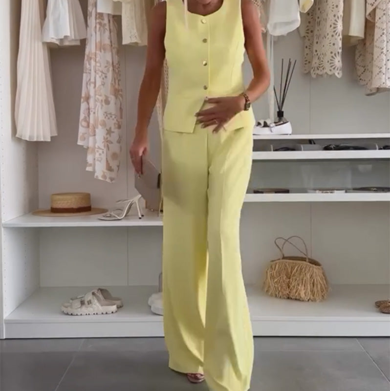 🌸Summer Hot Sale 49%OFF🌸Women's Sleeveless Top and Full-Length Pants Set