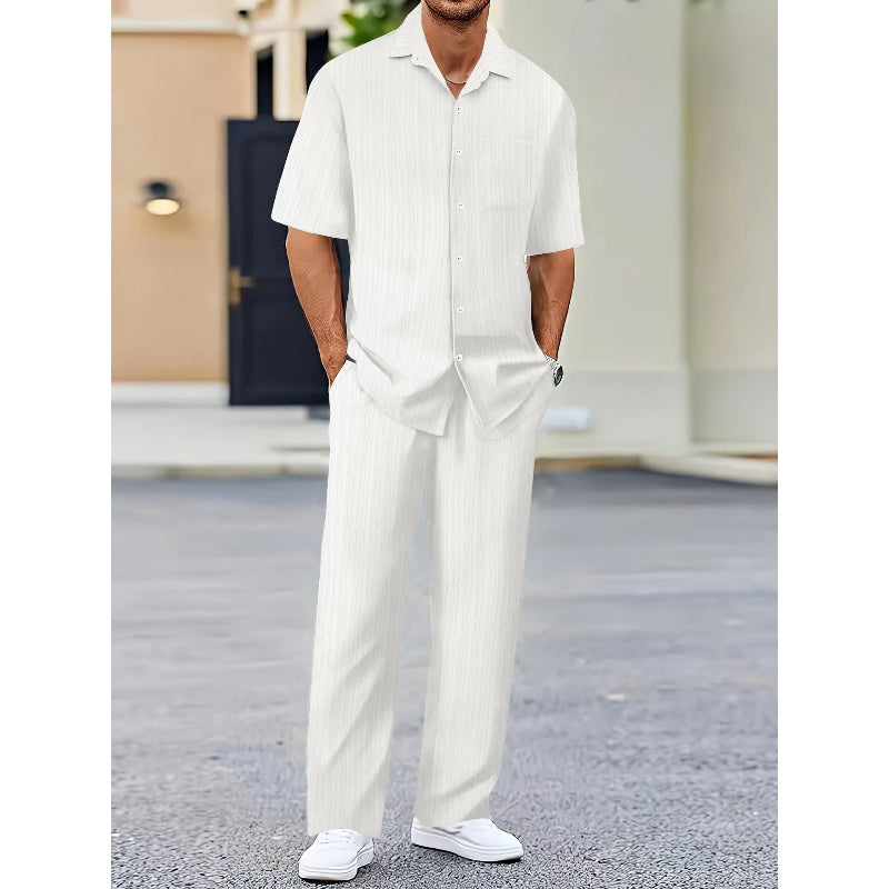 🏖️Summer Hot Sale 56% OFF🌼Men's Collared Top & Drawstring Pants Set