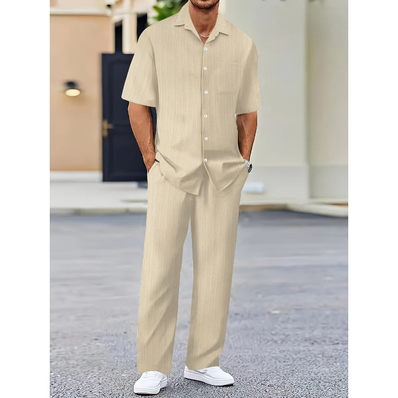 🏖️Summer Hot Sale 56% OFF🌼Men's Collared Top & Drawstring Pants Set