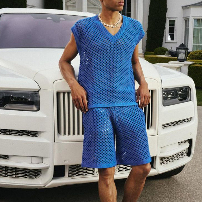 🔥HOT SALE🔥Men's Casual Hollow Out Tank & Shorts 2-Piece Set