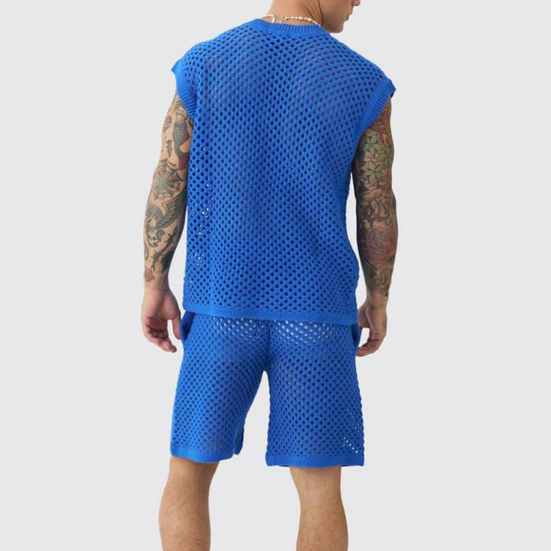 🔥HOT SALE🔥Men's Casual Hollow Out Tank & Shorts 2-Piece Set