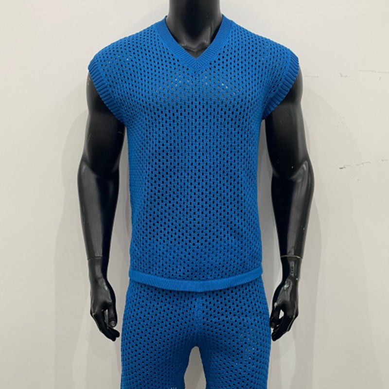 🔥HOT SALE🔥Men's Casual Hollow Out Tank & Shorts 2-Piece Set