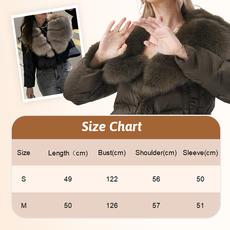 Women's Short-Length Fashionable Warm Fur-Collared Jacket(Icelandic white duck down)