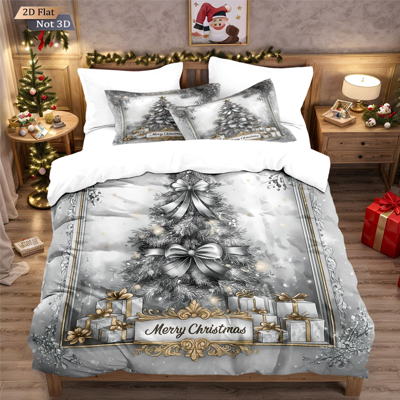 ๐ 50% OFF NOW! โจ Festive Christmas 3-Piece Duvet Cover Set - Soft Brushed Polyester with Holiday Patterns for Cozy Seasonal Decor ๐๏ธโค๏ธ