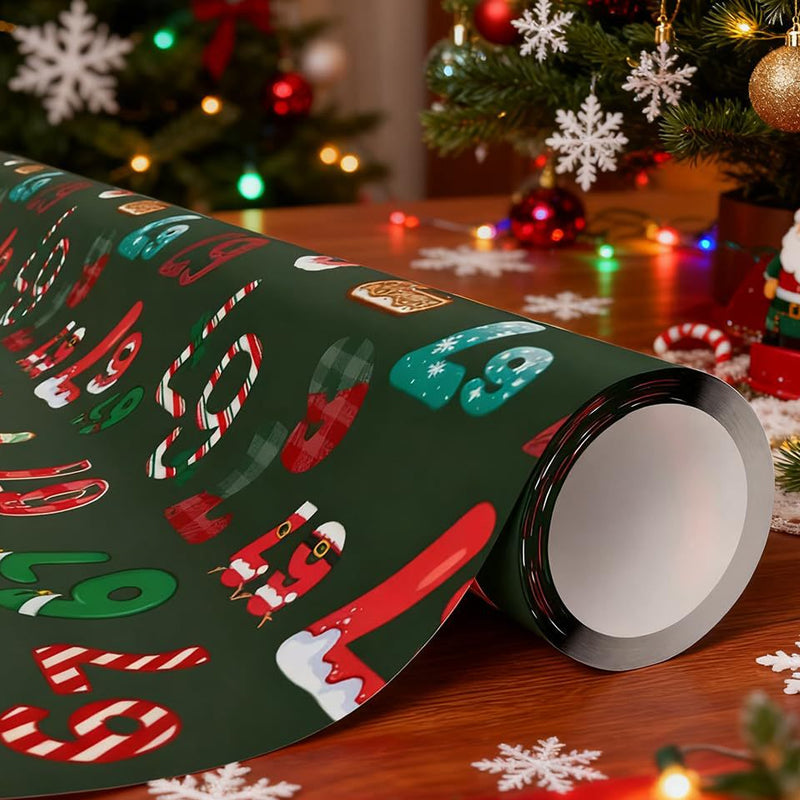 Funny Christmas Number Pattern Wrapping Paper