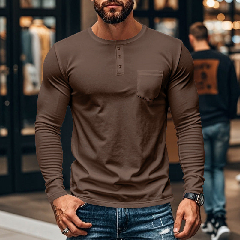 šNew Arrivalš„Menās Slim Fit Henley Long Sleeve T-Shirt