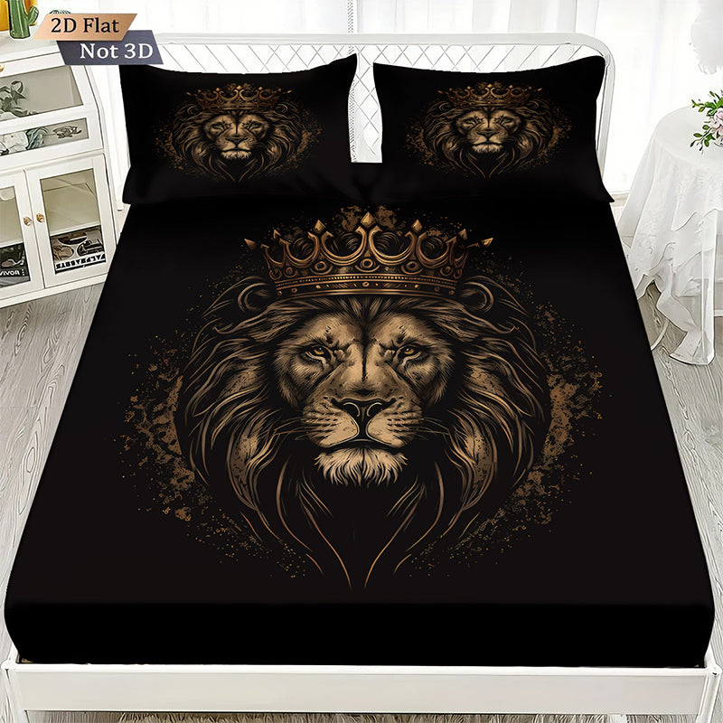 ๐ฆ Lion Print Bedroom 3-Piece Bedding Set ๐ช