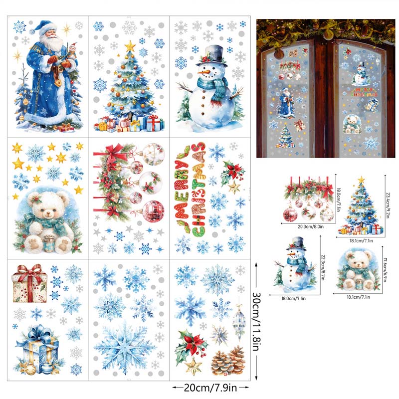⚡BLACK FLASH SALE❄️☃️Christmas-Themed Glittering Window Stickers 9 PCS Set🎁