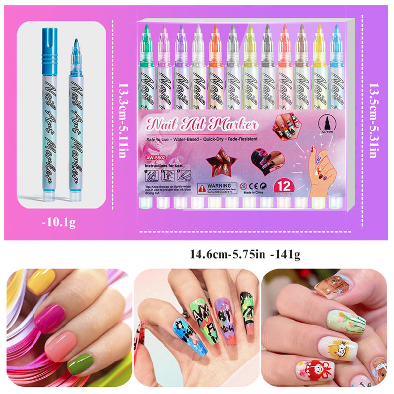 🔥New Year's Special Offer:50% OFF❤️12-Color Acrylic Nail Art Pens Set🧡💛
