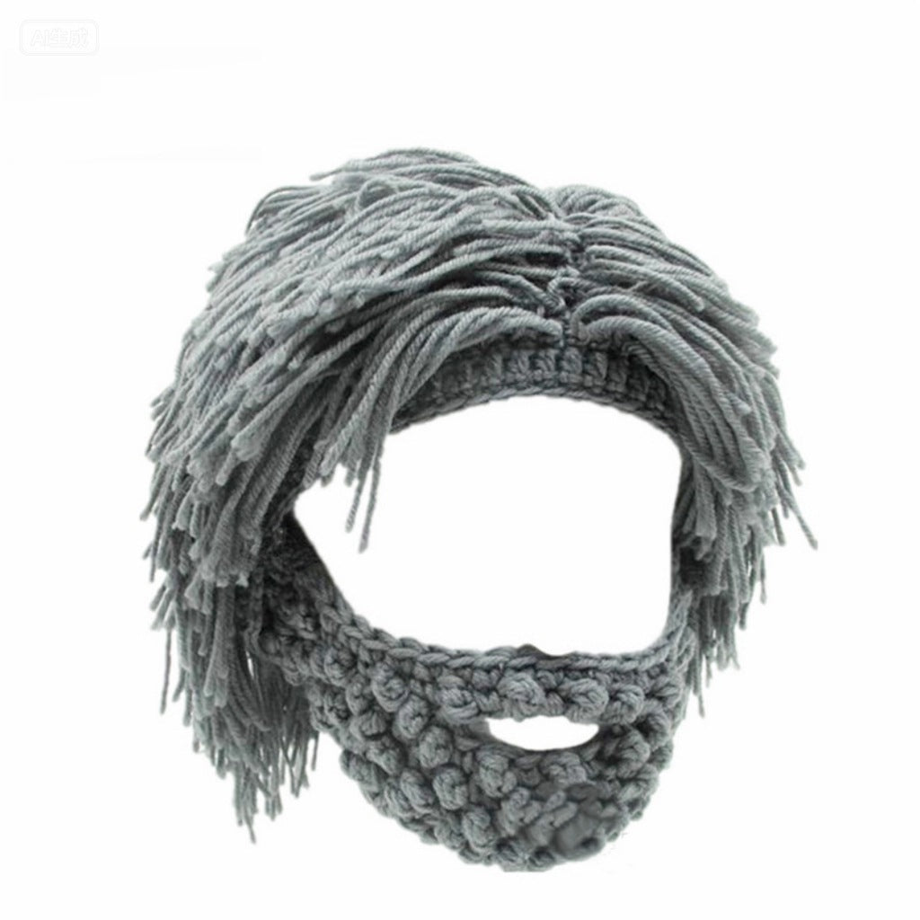 📢📢50% OFF !! ⏰Punk-style hat with an attached simple wig and knitted beard