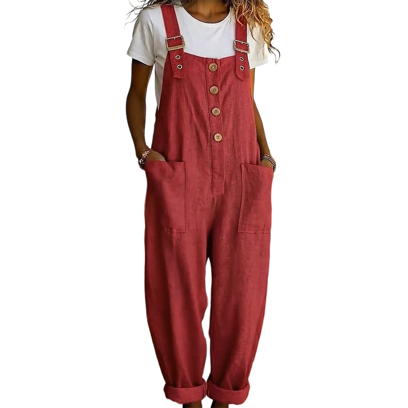👖 50% OFF NOW! 🌿 Women's Casual Button-Front Overalls – Adjustable Straps, Breathable Fabric & Relaxed Fit ✨