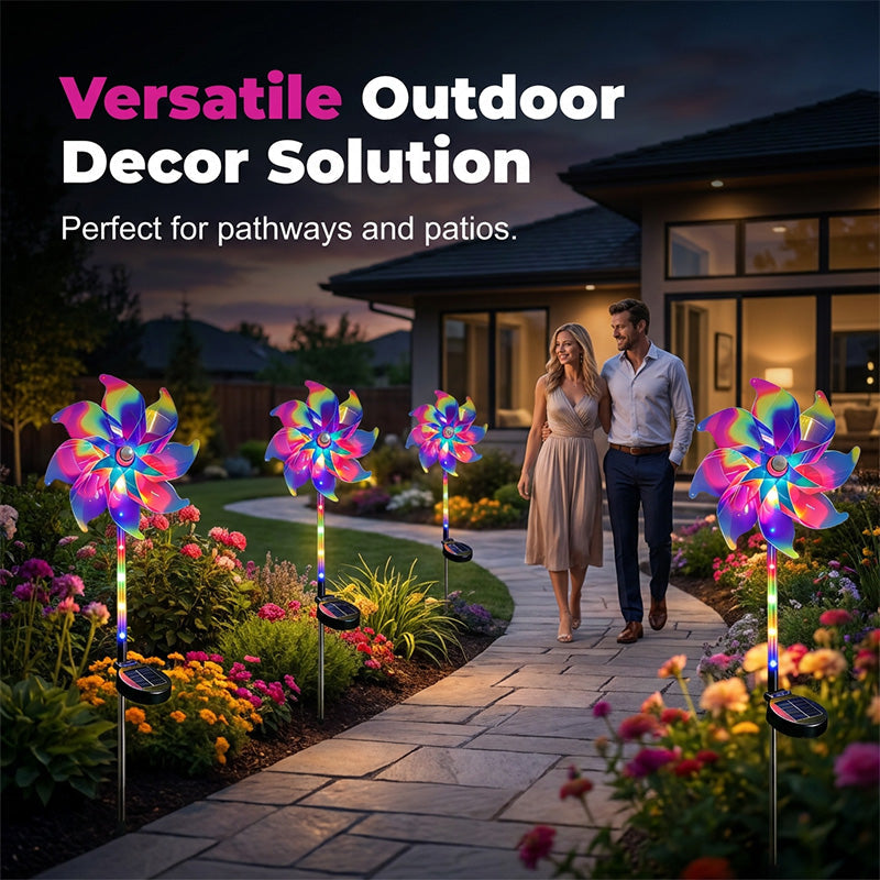 🌈Solar Powered Rainbow Pinwheel Garden Light