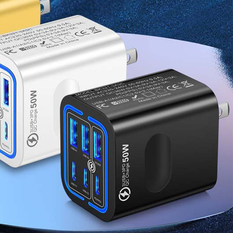 📢📢50% OFF⏰ 50W 6-Port USB C Wall Charger