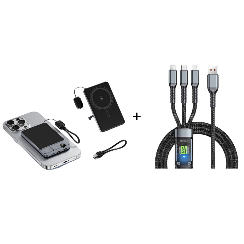 ๐ LIMITED-TIME 50% OFF! โจ 3-in-1 Magnetic Portable Charger โ Wireless, Built-in Stand, Slim ๐