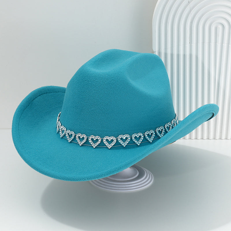 đ€ LIMITED-TIME 50% OFF! đ„ Women's Rhinestone Heart Cowboy Hat â Sparkling, Elegant French Jazz Fedora âš