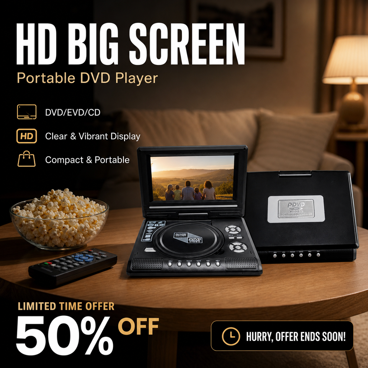 ๐ 2026 Sale โ Over 26,000 Sold! ๐บ 7.8" Portable DVD Player โ HD Screen, Plays DVD/CD/USB/SD โ Perfect for Road Trips & Home Movie Nights! โจ