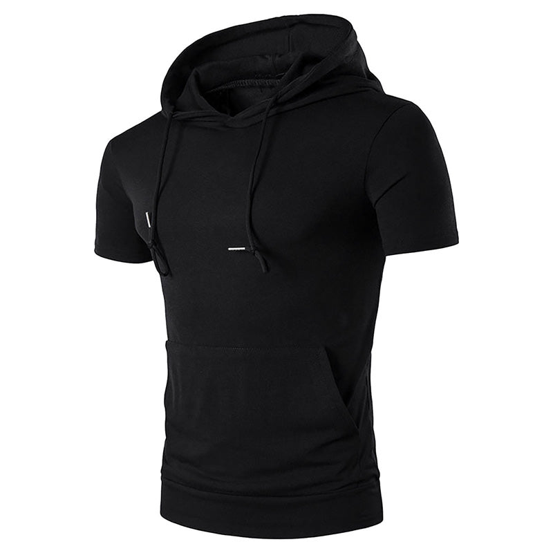 Men's Hooded Short Sleeve T-Shirt with Pocket