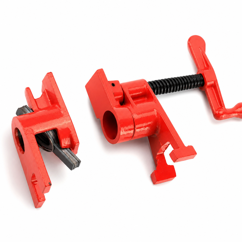 Heavy Duty Woodworking Pipe Clamp Fixture for 1/2 Inch and 3/4 Inch Pipes Steel Pipe Clamp Tool for Wood Gluing and Clamping