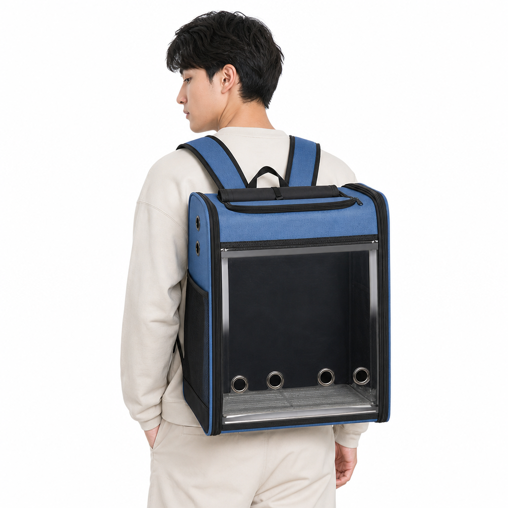 Portable Transparent Bird Carrier Backpack for Parrots and Cockatiels Travel Bag with Perch