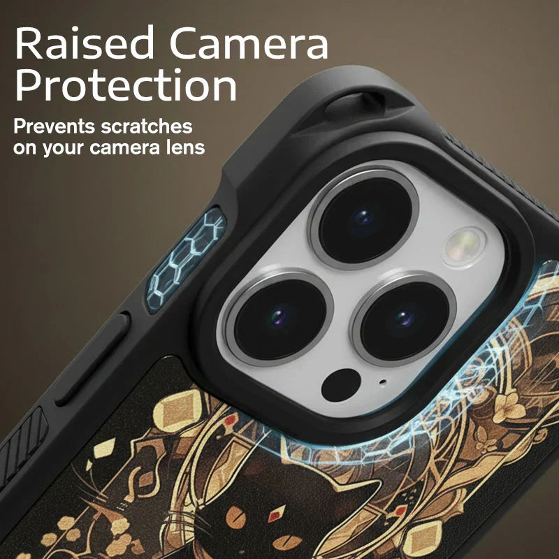 📢📢50 % OFF !!⏰Black Cat & Gold Pattern Phone Cover with Strap