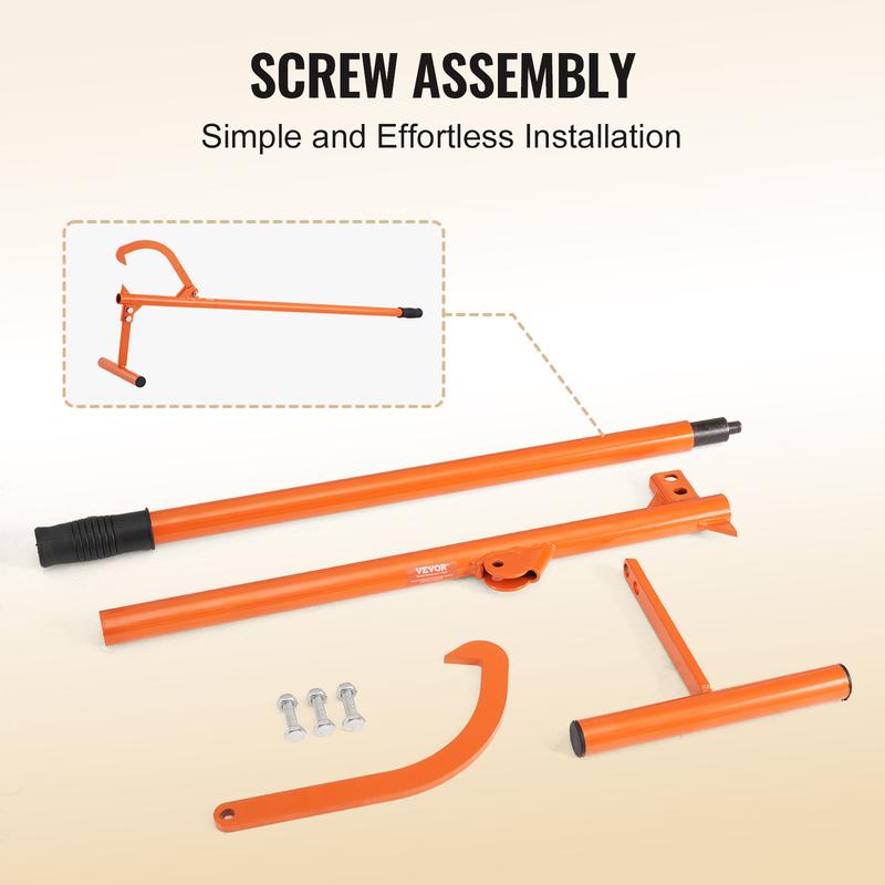 🔥VEVOR 46.5in Carbon Steel Log Lifter - Heavy-Duty Durable Construction Outdoor Forestry Tool, 48in Long Handles for Reach, Adjustable Iron Hook, Rubber Grip, Roller, Fits 15in Dia Logs, Reduces Back Strain, Assembly Required, Extends Lifespan