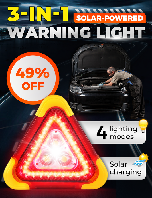🔥2025 New Arrival🔥 3-IN-1 Solar Emergency Triangle Warning Light at the Roadside