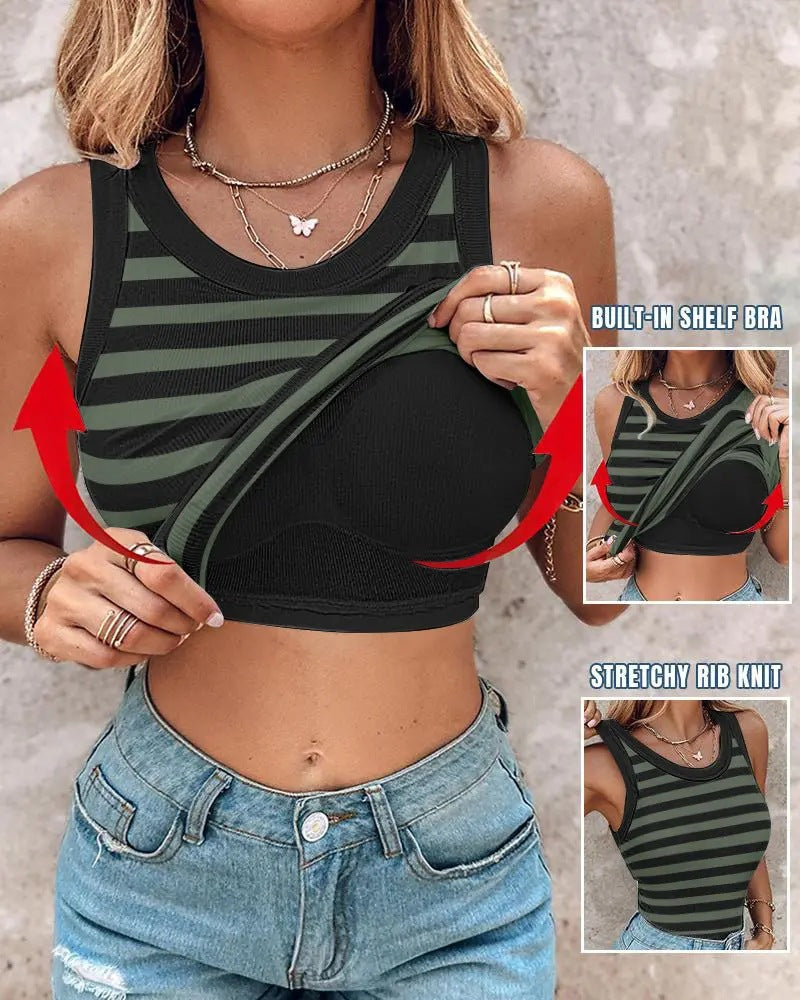 🔥 Promotion - 50% off✨ Women's ribbed knit tank top with shelf bra