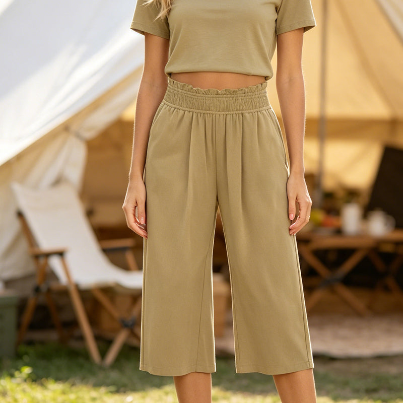 ⏳Limited-time 50% off⏰Women's Wide Leg Smock Waist Capri Pants👖💫