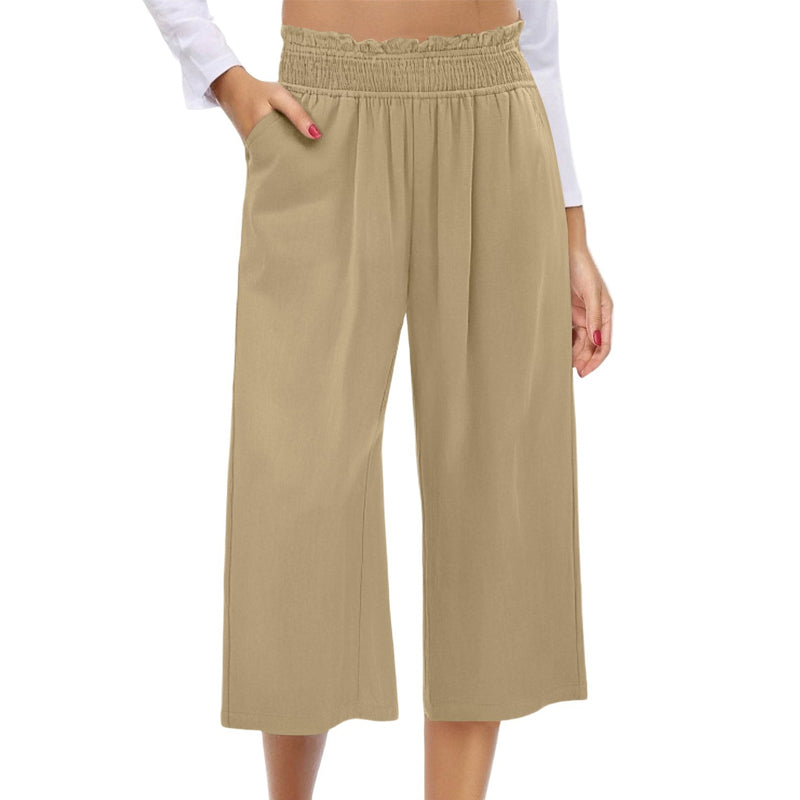 ⏳Limited-time 50% off⏰Women's Wide Leg Smock Waist Capri Pants👖💫