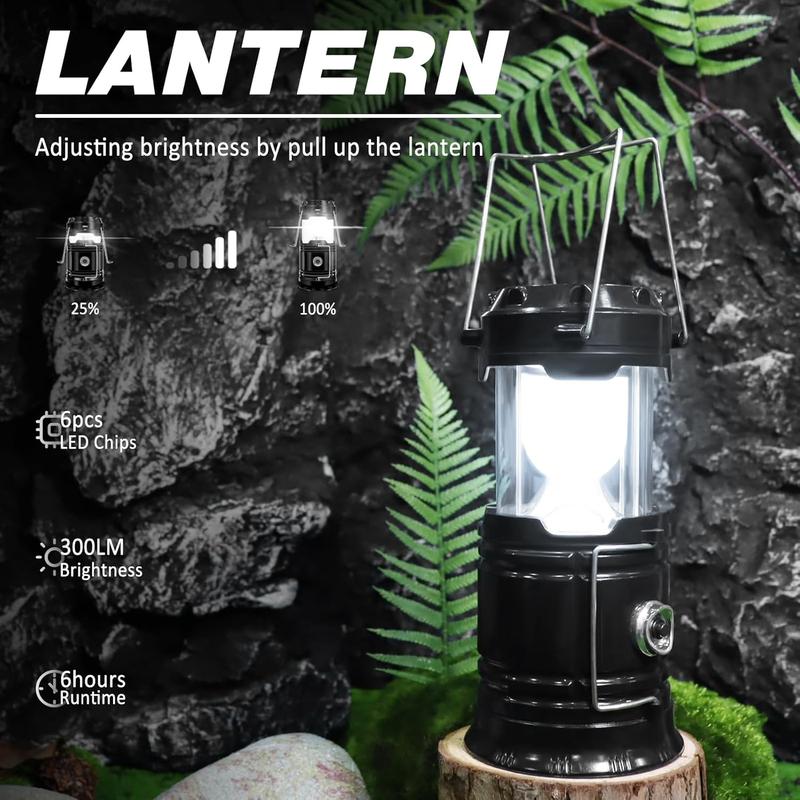 ⛺️Solar Camping Lantern- Rechargeable LED Lights, Magnetic Base & Foldable Hanging Hook- Collapsible Lamp Battery Powered Perfect for Power Outages, Hiking, Emergencies
