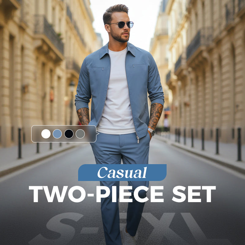 ✈️Free Shipping✈️Men’s Casual Solid Color 2-Piece Set – Jacket & Pants