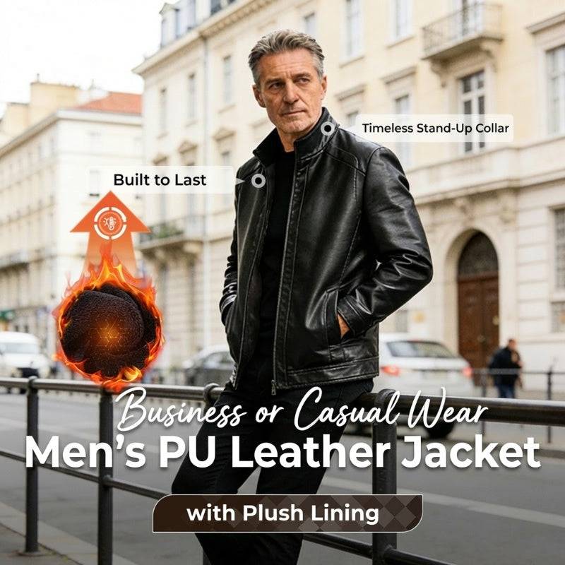 💥Men’s Warm Plush Lining Leather Jacket Coat🔥