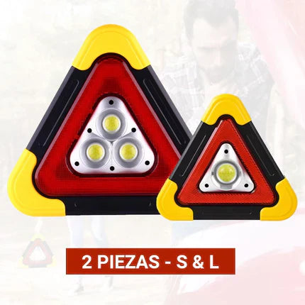 2-IN-1 Solar Emergency Triangle Warning Light at the Roadside