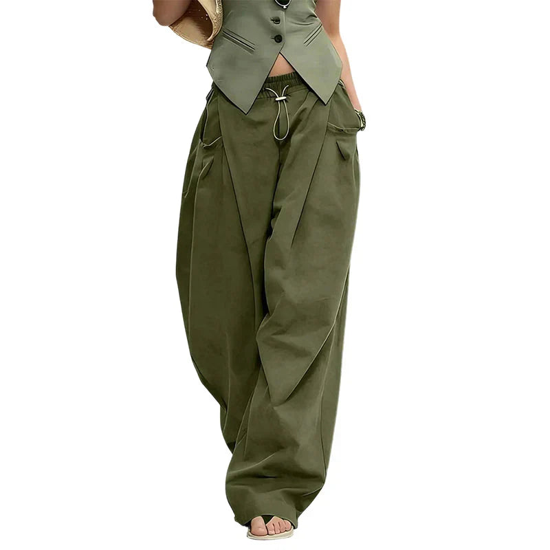 ⏳50% OFF⏰Voluminous Lantern Trousers – Pleated, Drawstring Waist, Pockets 🍁