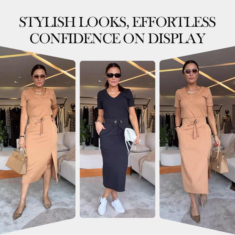 ⏳Limited Time 49% Off🔥Women's V-Neck Top and Skirt Set