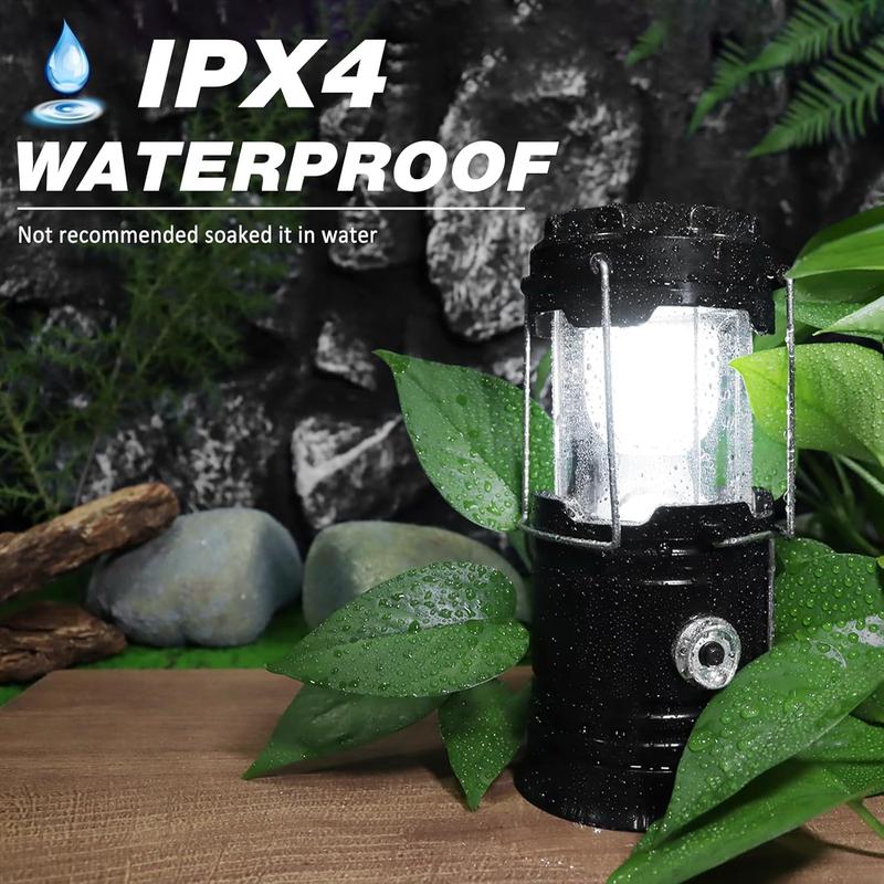 ⛺️Solar Camping Lantern- Rechargeable LED Lights, Magnetic Base & Foldable Hanging Hook- Collapsible Lamp Battery Powered Perfect for Power Outages, Hiking, Emergencies