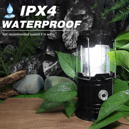 ⛺️Solar Camping Lantern- Rechargeable LED Lights, Magnetic Base & Foldable Hanging Hook- Collapsible Lamp Battery Powered Perfect for Power Outages, Hiking, Emergencies