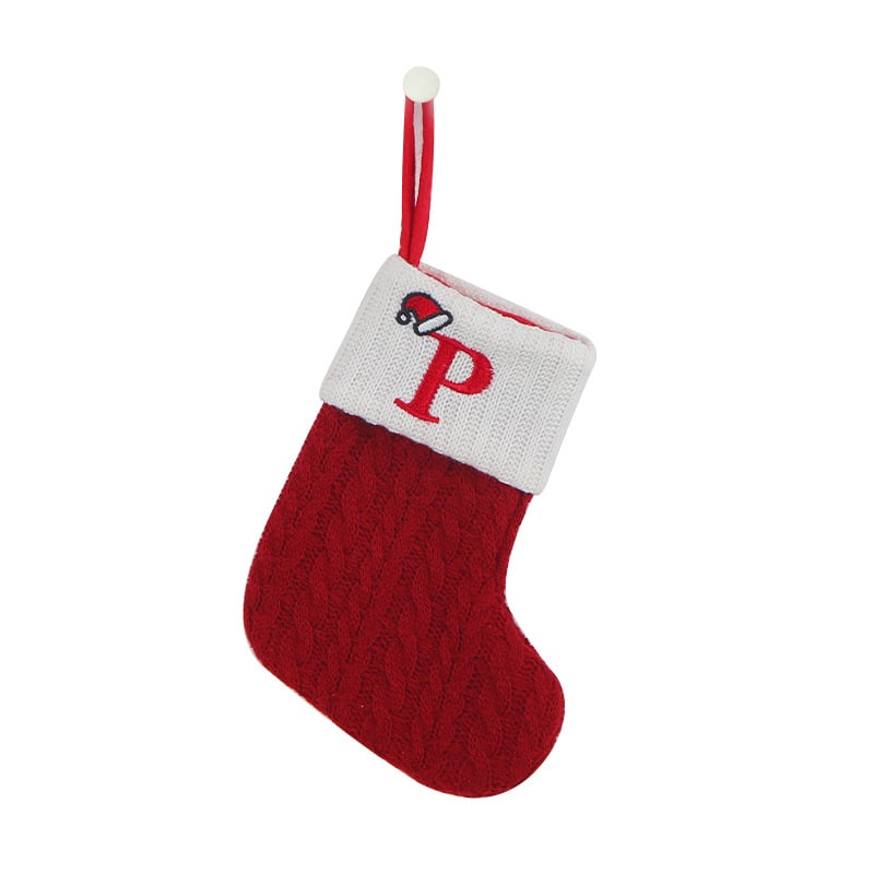 🔥Hot Sale🔥Cozy Knit Socks, Embroidered Candy Gift Bag, Letter Christmas Stocking