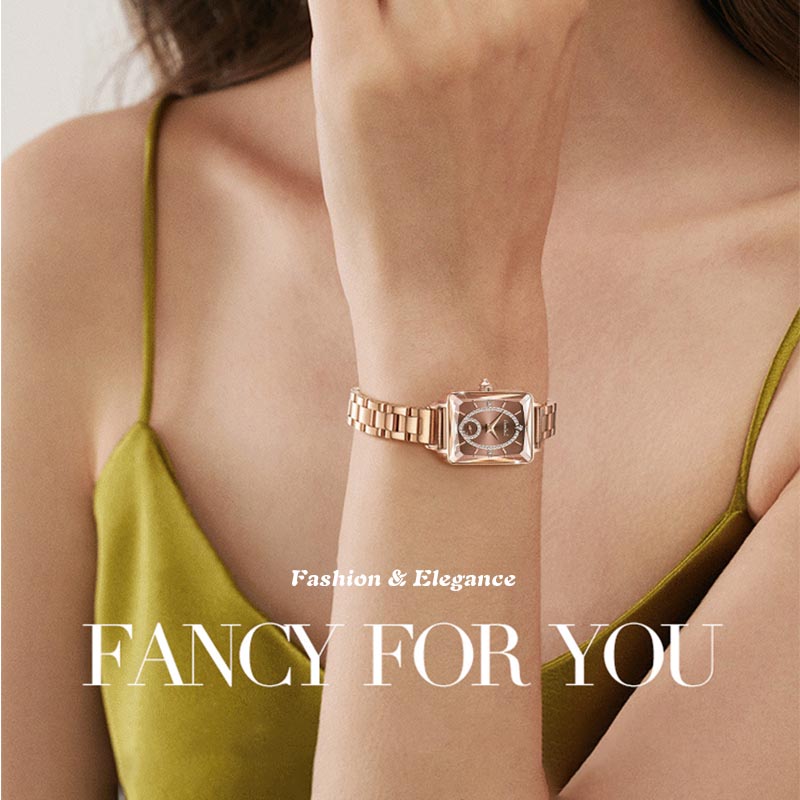 💎Fashion Square Ladies Rose Gold Diamond Watch