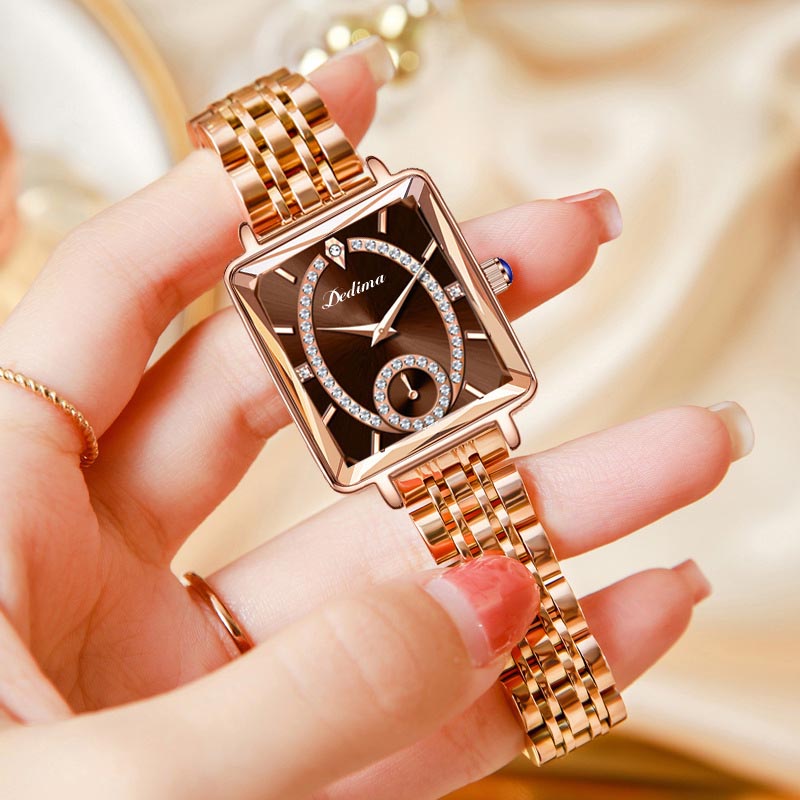 💎Fashion Square Ladies Rose Gold Diamond Watch