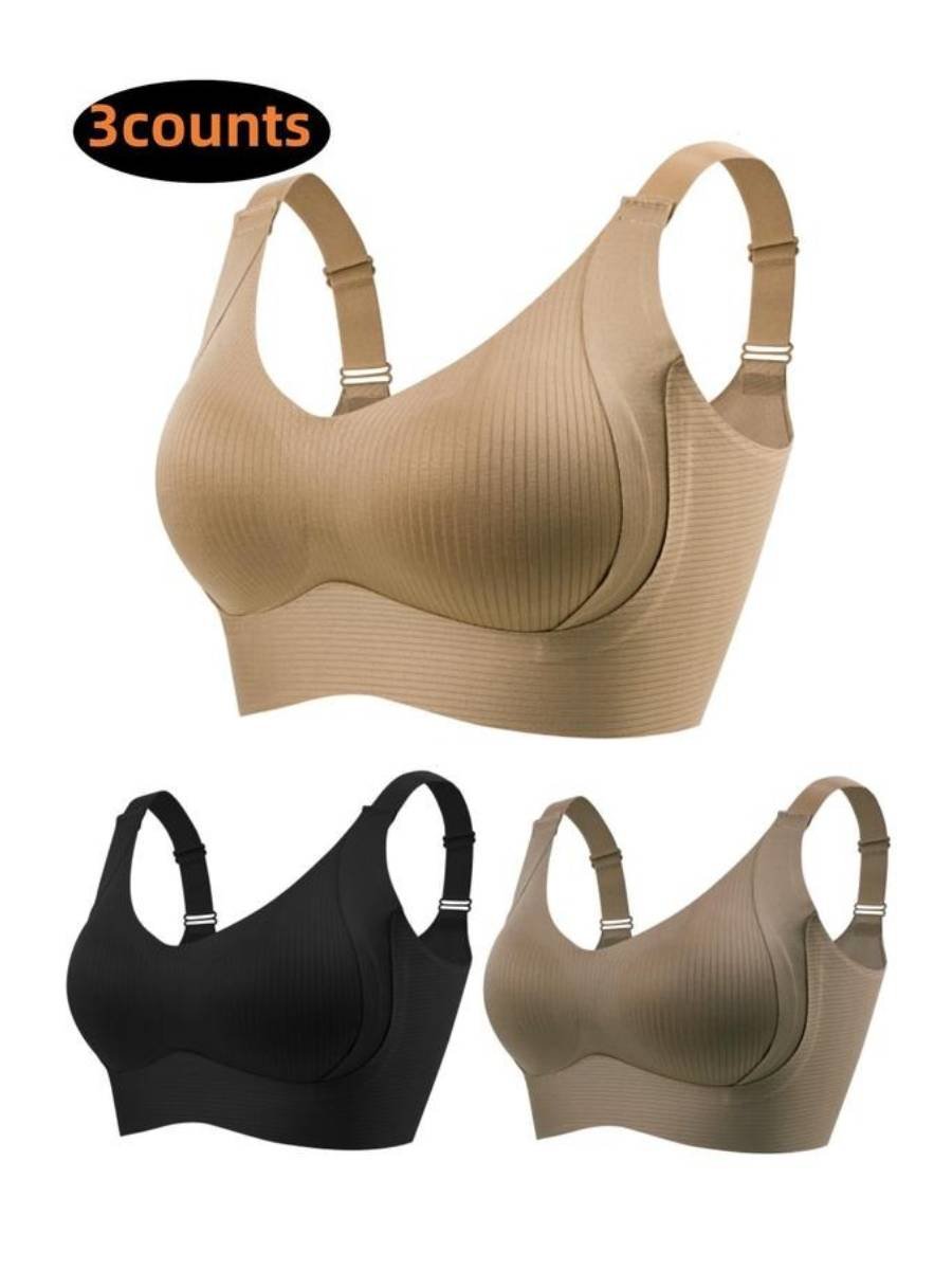 🎁Buy 1 Get 3 Packs💕Women's Ribbed Push Up Adjustable Wireless Bra