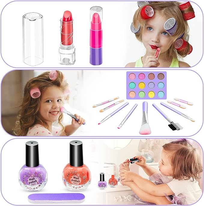 👑 LIMITED-TIME 50% OFF! 💖✨Non-Toxic Portable Kids Pretend Makeup Set, Washable Play