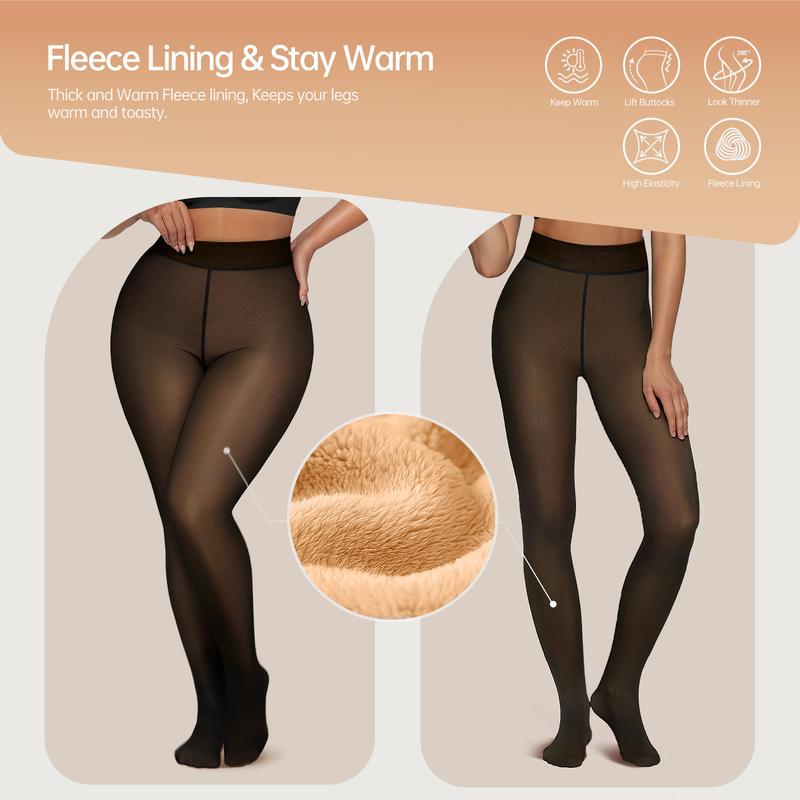 The Original Magic Fleece Lined Leggings Sheer Fake Translucent Pantyhose