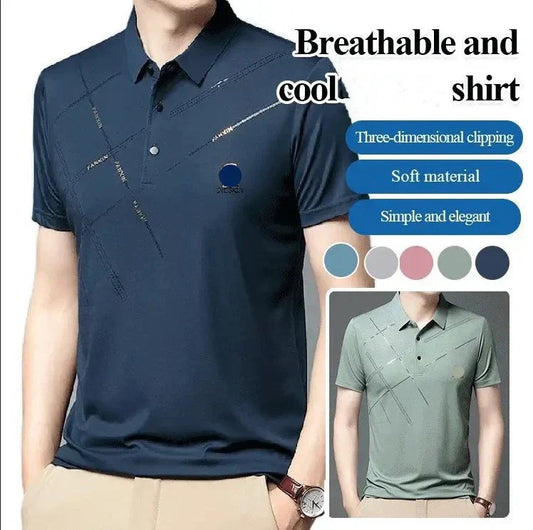 🎁Hot Sale 55% OFF⏳Men's Ice Silk Stretch Shirt,Cool & Comfortable