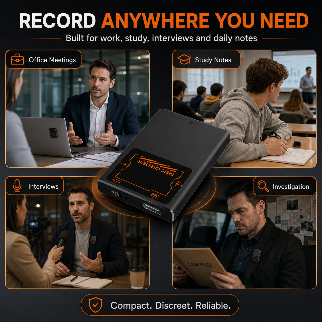 🎙️Smart miniature recorder with magnetic mount – voice activated & ultra-thin