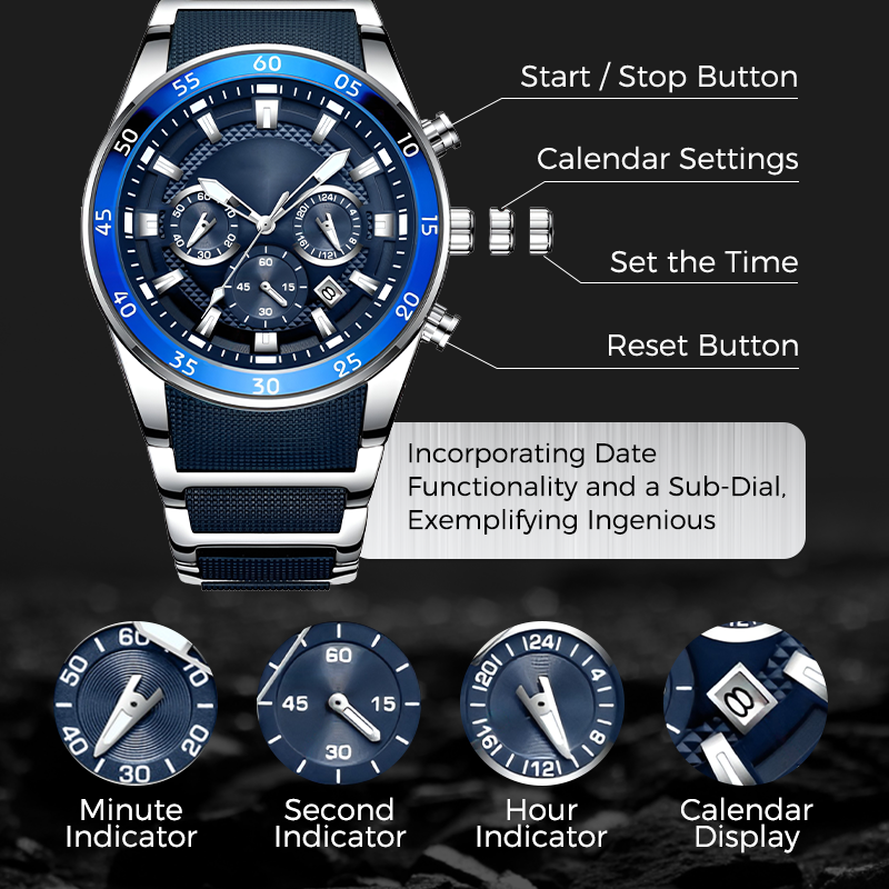 ⌚50% OFF NOW! ✨ Men's Waterproof Multifunctional Quartz Watch – Chronograph Design, Luminous Hands & Stainless Steel 🌊