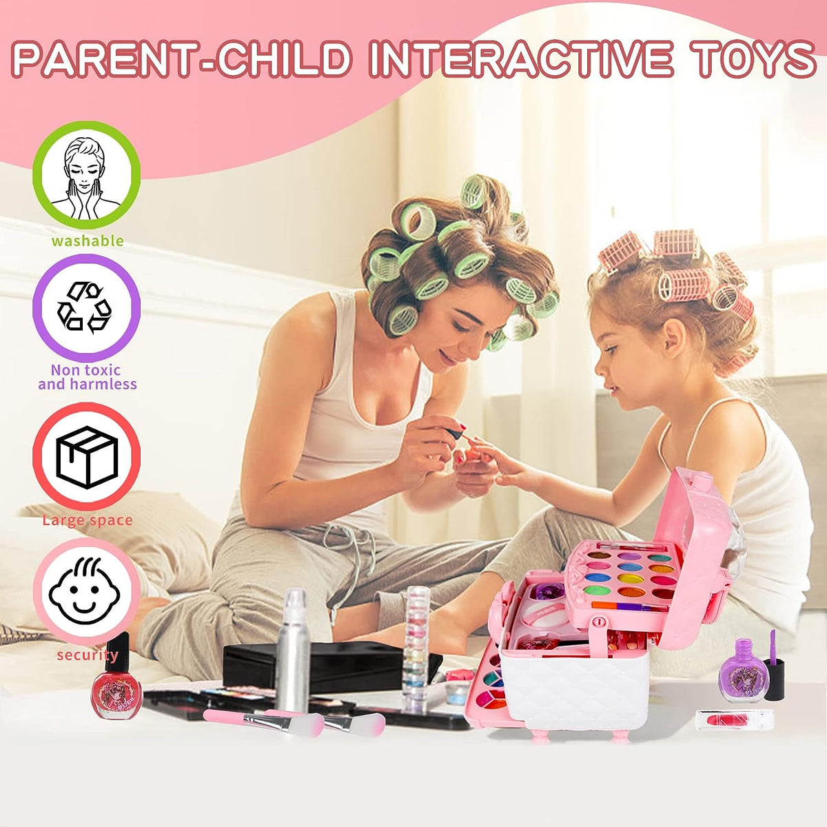 👑 LIMITED-TIME 50% OFF! 💖✨Non-Toxic Portable Kids Pretend Makeup Set, Washable Play