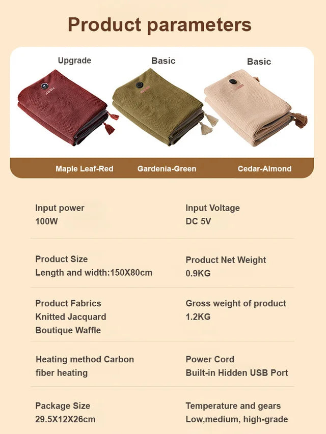 🧣 LIMITED-TIME 50% OFF! ⚡ Portable USB Wearable Heating Blanket – Lightweight, Warm, Convenient ✨