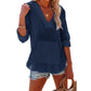 ⏰Limited Time Sale-50% OFF🏖️Women's Oversized Hooded Beach Cover Up - Long Sleeve V-Neck Pocket Shirt